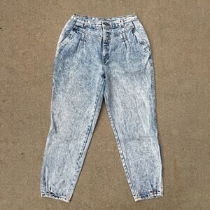 Vintage 80s Sunset Blues Acid Wash Taper Leg Pleated Mom Baggies Jeans 31x29
